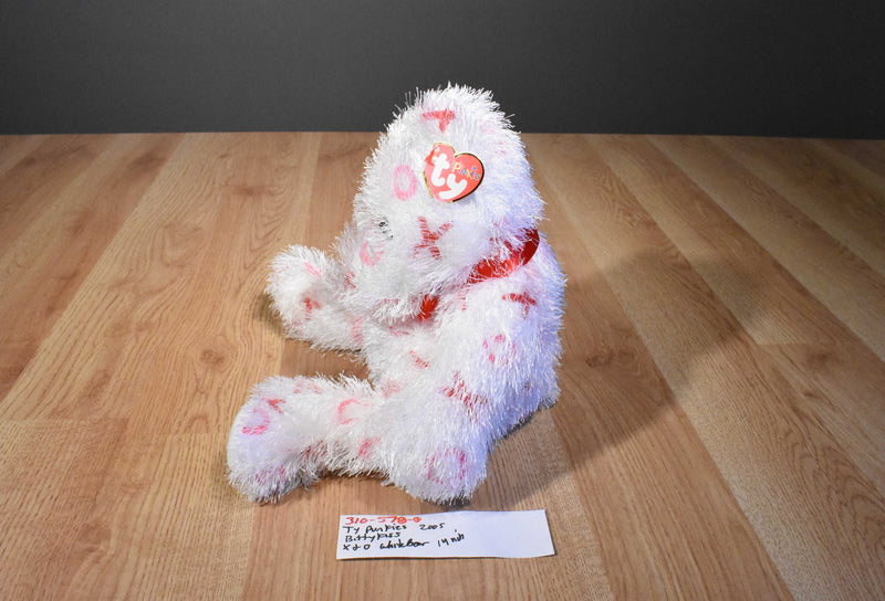 Ty Punkies Bitty Kiss White Bear With X's and O's 2005 Beanbag Plush