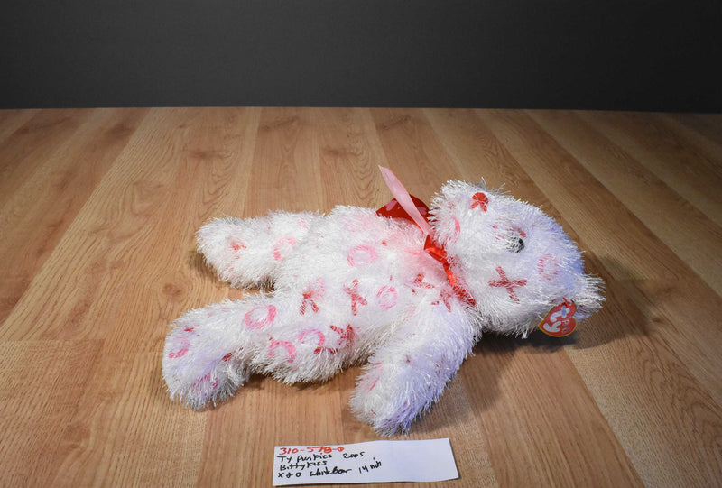 Ty Punkies Bitty Kiss White Bear With X's and O's 2005 Beanbag Plush