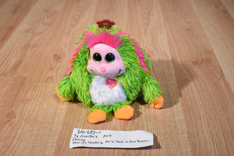 Ty Monstaz Daisy Green and Pink Monster 2013 Beanbag Plush