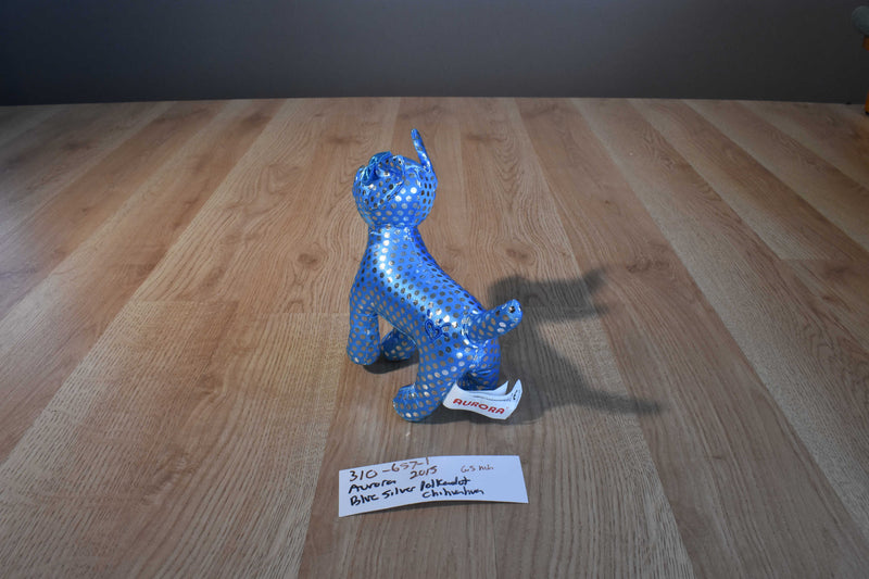 Aurora Justice Blue/Silver Polka Dot Metalic Dog Plush