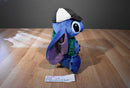 Disney Store Stitch Green Knit Snowflake Sweater and Black Bombers Hat Plush