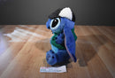Disney Store Stitch Green Knit Snowflake Sweater and Black Bombers Hat Plush