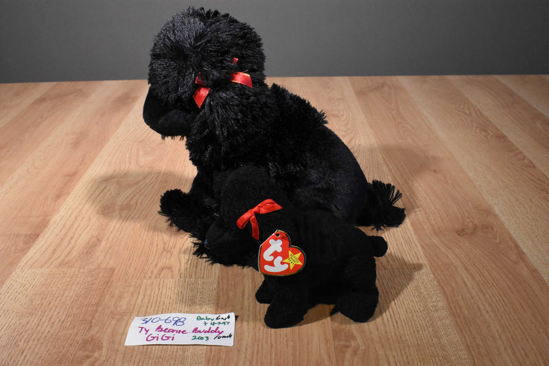 Ty Beanie Buddy 2003 and Baby 1997 Gigi the Black Poodle Beanbag Plushes