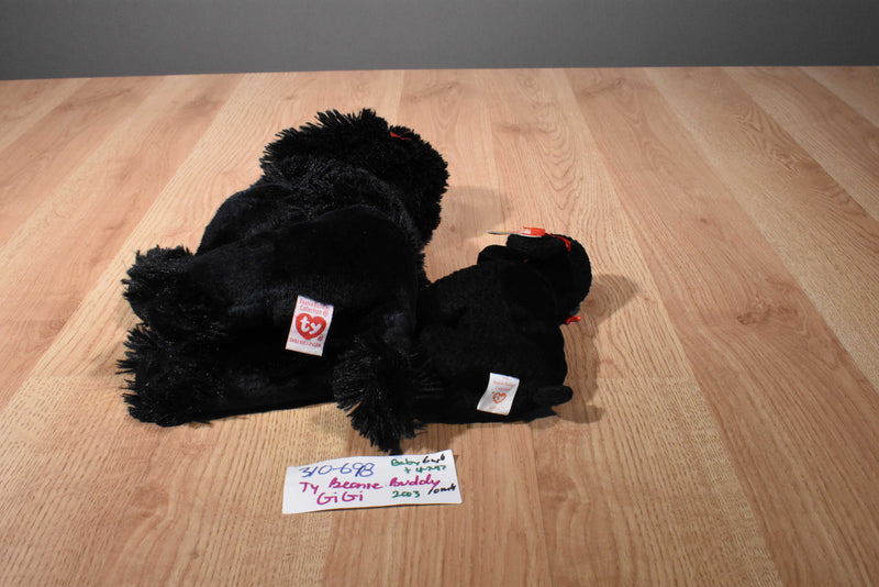 Ty Beanie Buddy 2003 and Baby 1997 Gigi the Black Poodle Beanbag Plushes