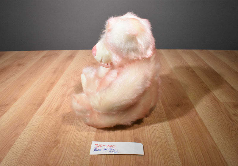 Russ Taffie Pink and White Bear Beanbag Plush