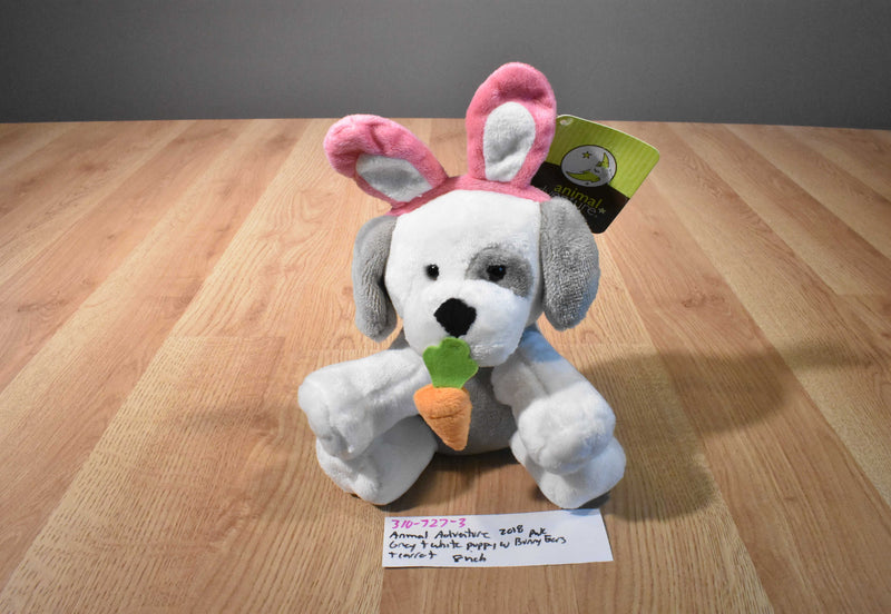 Animal Adventure 2018 Grey and White Easter Dog Plush With Carrot
