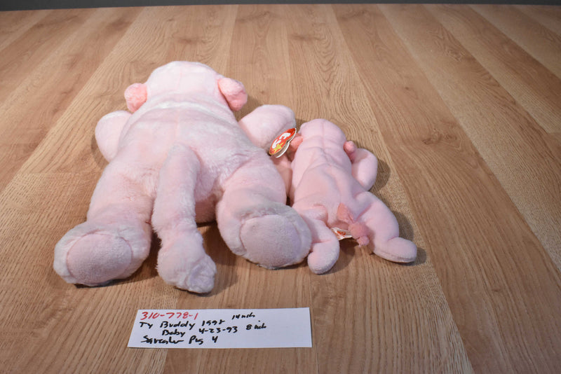 Ty Buddies 1998 and Babies 1993 Pink Pig Squealer Beanbag Plush