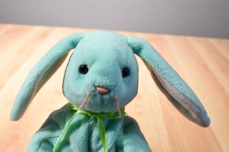Ty Beanie Buddy 1998 and Baby 1996 Hippity Green Bunny Rabbit Beanbag Plushes