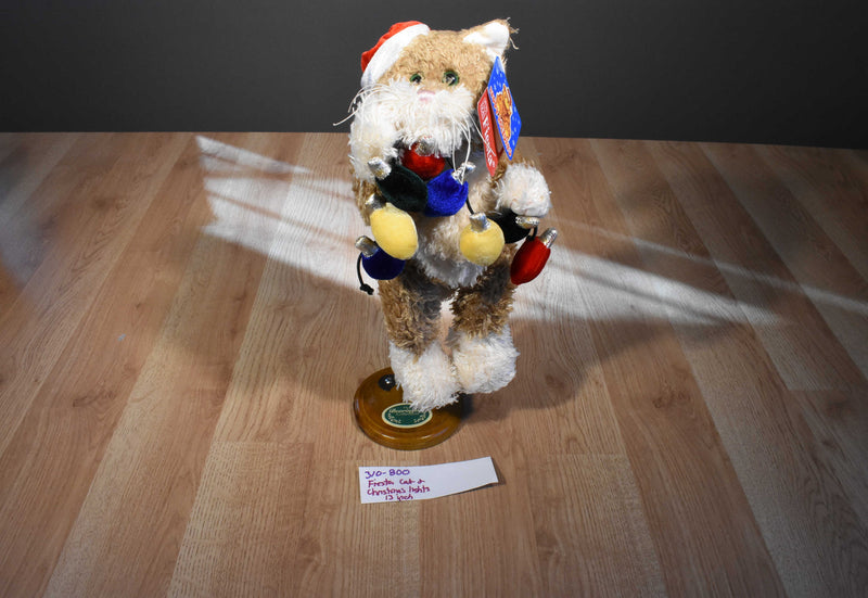 Fiesta tan and White Cat With Christmas Lights Beanbag Plush