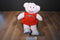 Build a Bear Pink and White Bear Plush in a Red Dress and White Shoes
