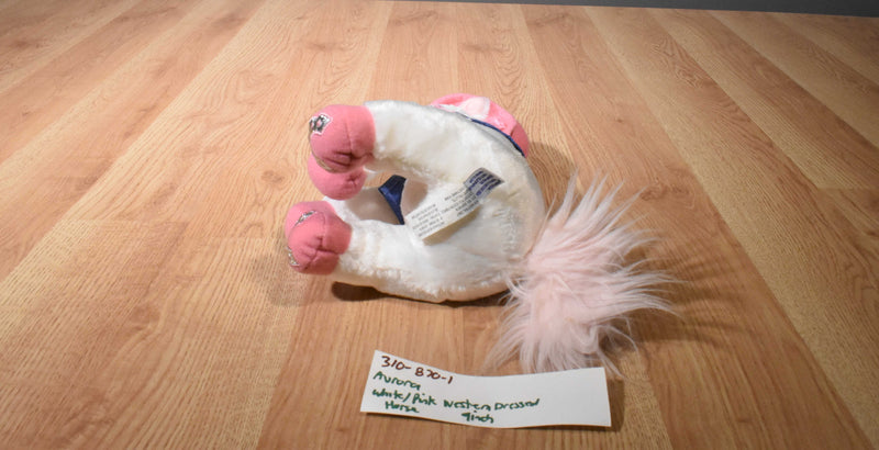 Aurora Round Up White and Pink Horse Beanbag Plush