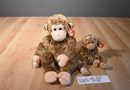 Ty Beanie Buddies and Babies Bonsai Brown Monkey Beanbag Plush
