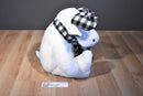 Dan Dee White Moose Plush With Black and White Plaid Antlers