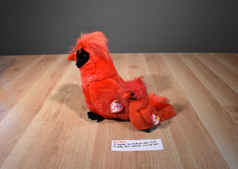 Ty Buddies The Cardinal 2001 and Babies Mac 1998 Beanbag Plush