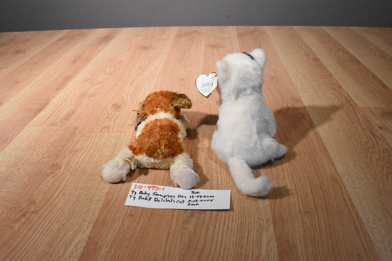 Ty Beanie Babies Sampson Dog and Delilah Cat Beanbag Plush