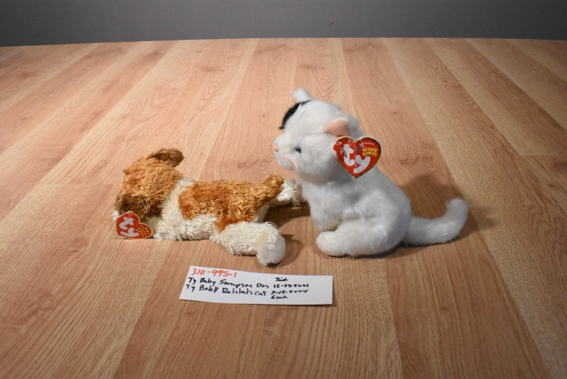 Ty Beanie Babies Sampson Dog and Delilah Cat Beanbag Plush