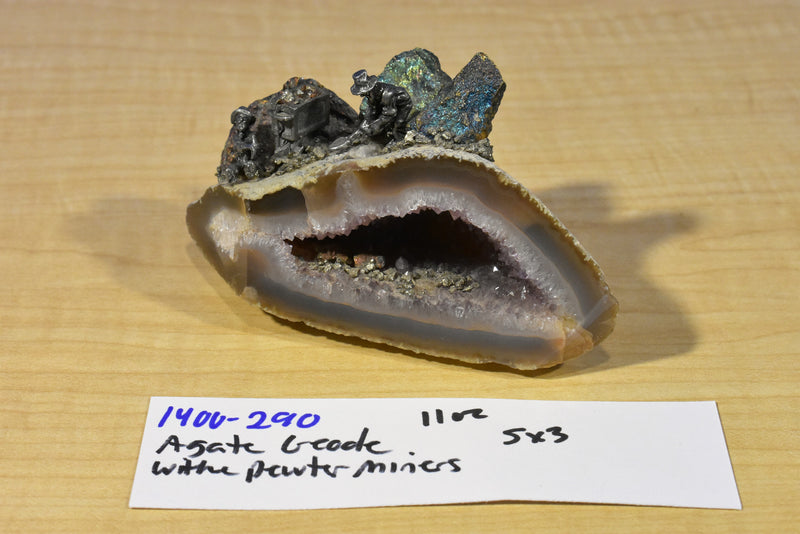 Geode Agate with Pewter Miners