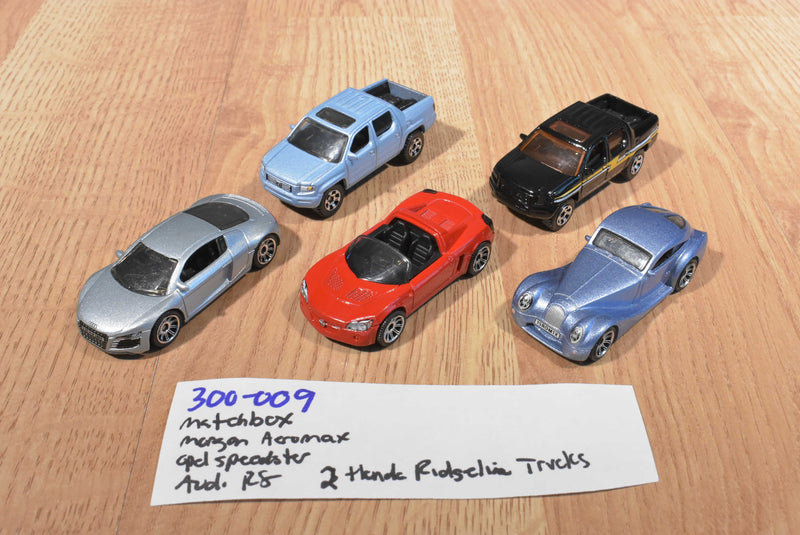 Mattel Matchbox 5 Cars Morgan Opel Audi 2 Honda trucks