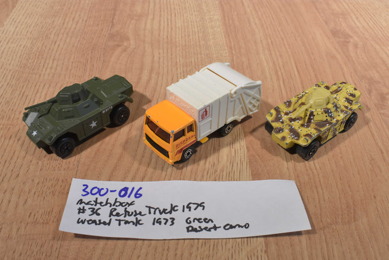 Matchbox 1 Refuse Truck 2 Weasel Tanks