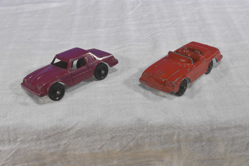 Tootsie Toy 3 Mercedes Roadsters, 1 Red Mazda, 1958 Plymouth