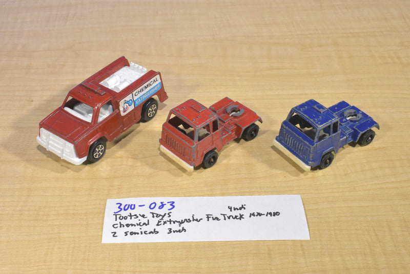 Tootsie Toys Chemical Extinguisher Fire Truck/ 2 Truck Cabs