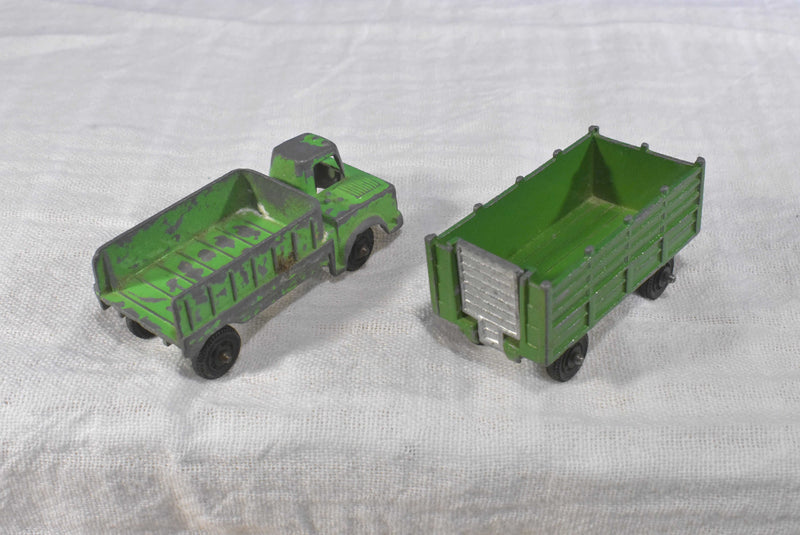 Tootsie Toy Shuttle, Tank and Pick-up Truck, and Stake Trailer