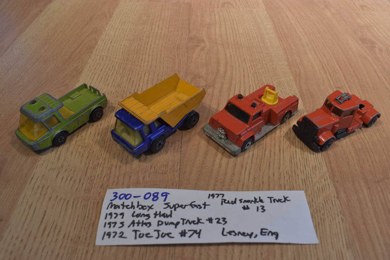 Matchbox Superfast Lesney 4 trucks Snorkle, Atlas, Toe Joe, Long Haul