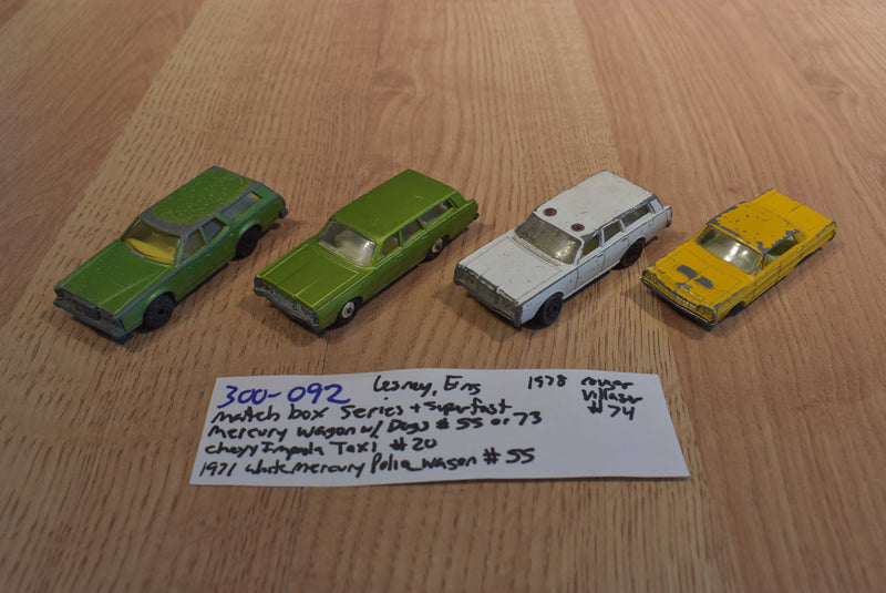 Mattel Matchbox Superfast Lesney 4 Cars  Javelin ,Tanzara, Chevy, Challenger