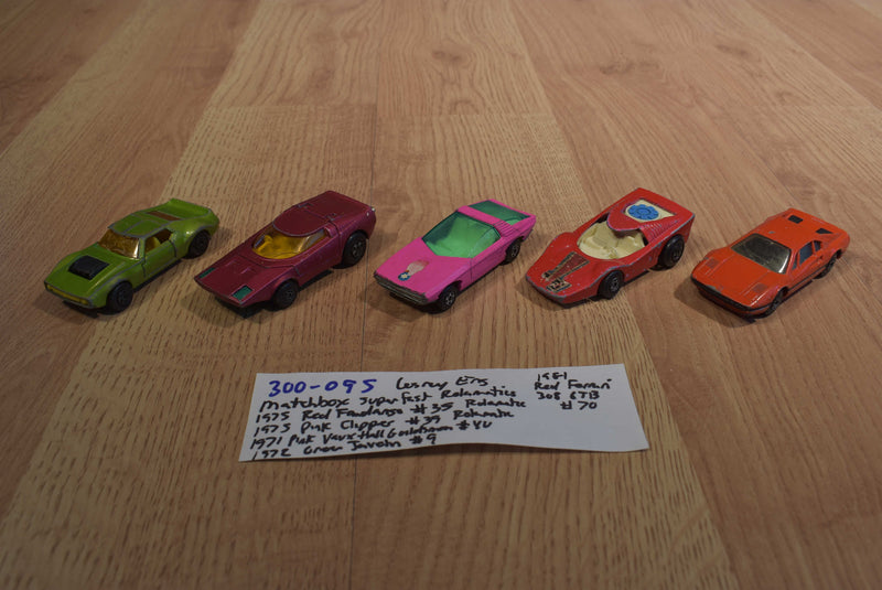 Mattel Matchbox Superfast 5 Cars Ferrari ,Javelin, Fandango, Clipper, Guildsman