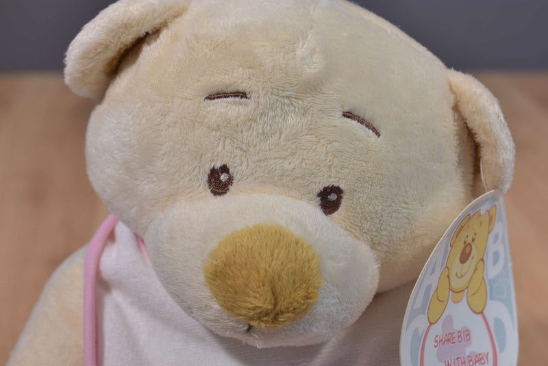 Hugfun Tan Teddy Bear and Girl Infant Bib Rattle Plush