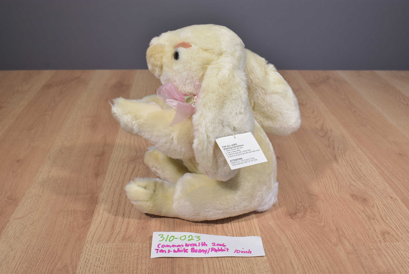 Commonwealth Tan Bunny Rabbit with Pink Bow 2006 Beanbag Plush