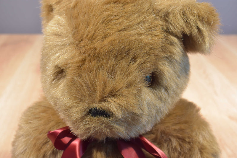 Brown Teddy Bear With Red Bow Plush