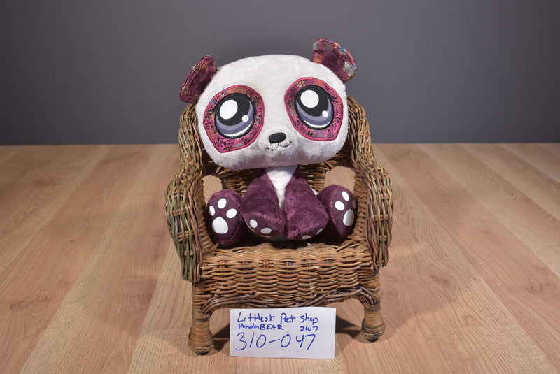 Hasbro Littlest Pet Shop Purple and White Panda Bear 2007 Beanbag Plush