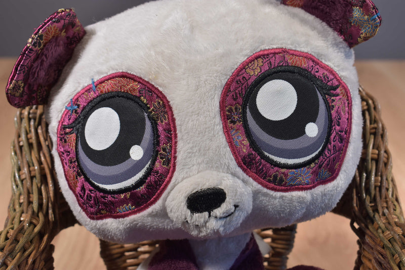 Hasbro Littlest Pet Shop Purple and White Panda Bear 2007 Beanbag Plush