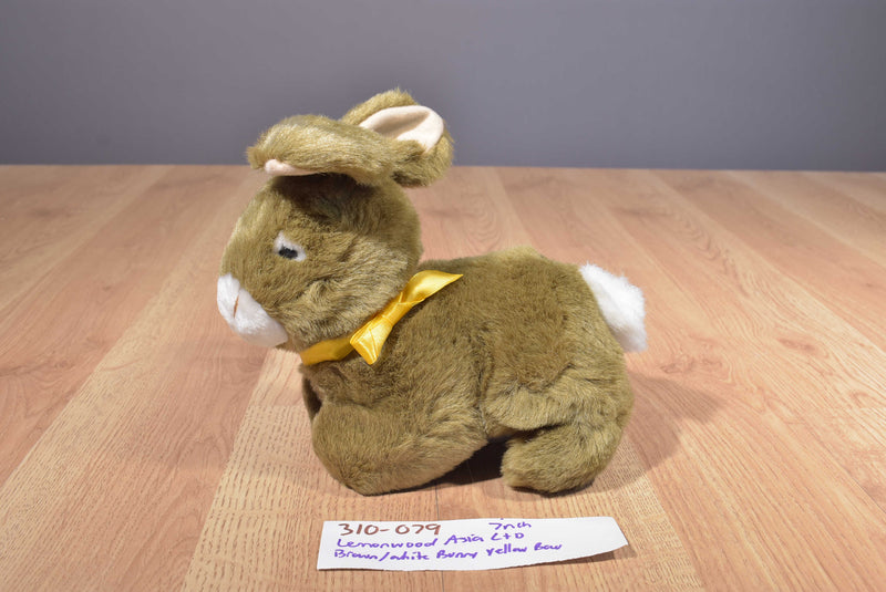 Lemonwood Asia Brown and White Bunny Rabbit with Yellow Bow Plush