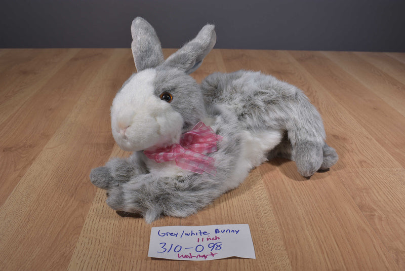 Walmart Grey and White Bunny Rabbit Beanbag Plush
