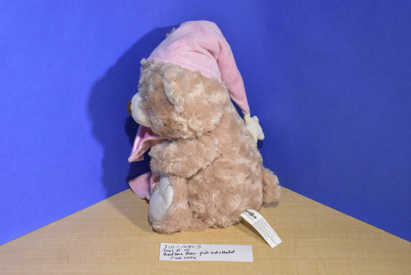 Toys R Us Bedtime Teddy Bear with Pink Hat and Blanket 2013 Beanbag Plush