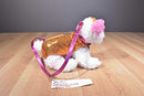 Poochie and Co. White Pink Terrier Orange Sequins Plush Bag Purse
