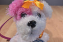 Poochie and Co. White Pink Terrier Orange Sequins Plush Bag Purse