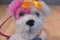 Poochie and Co. White Pink Terrier Orange Sequins Plush Bag Purse