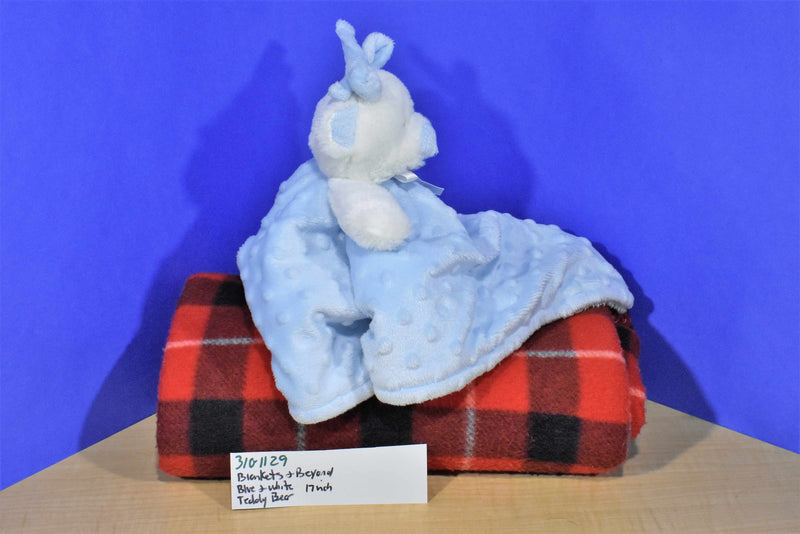 Blankets and Beyond Light Blue and White Girl Bear Security Blanket