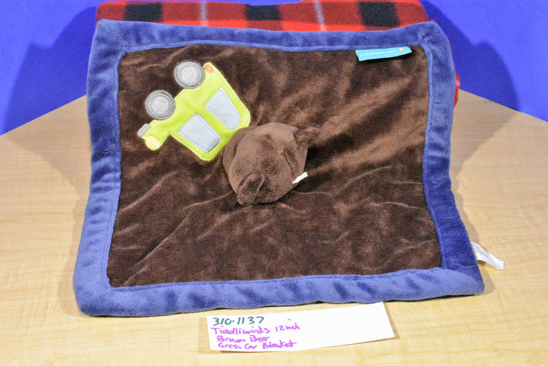 Tiddliwinks Brown Bear With Green Car Security Blanket