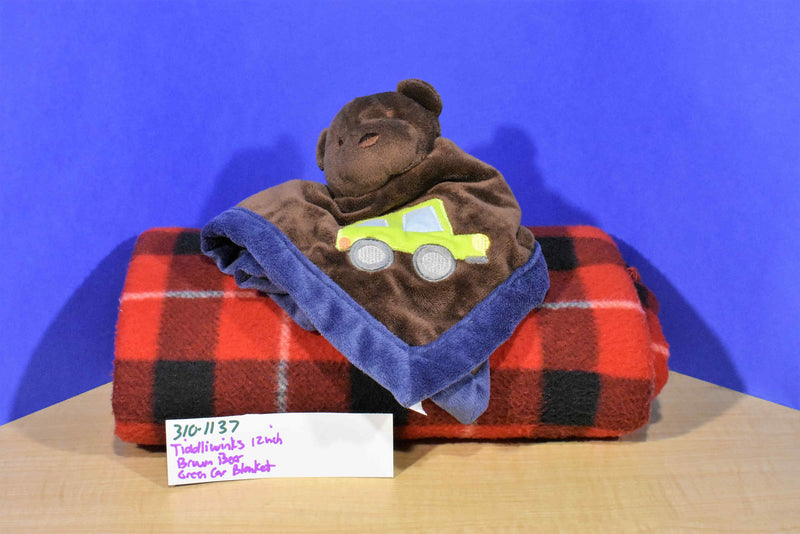 Tiddliwinks Brown Bear With Green Car Security Blanket