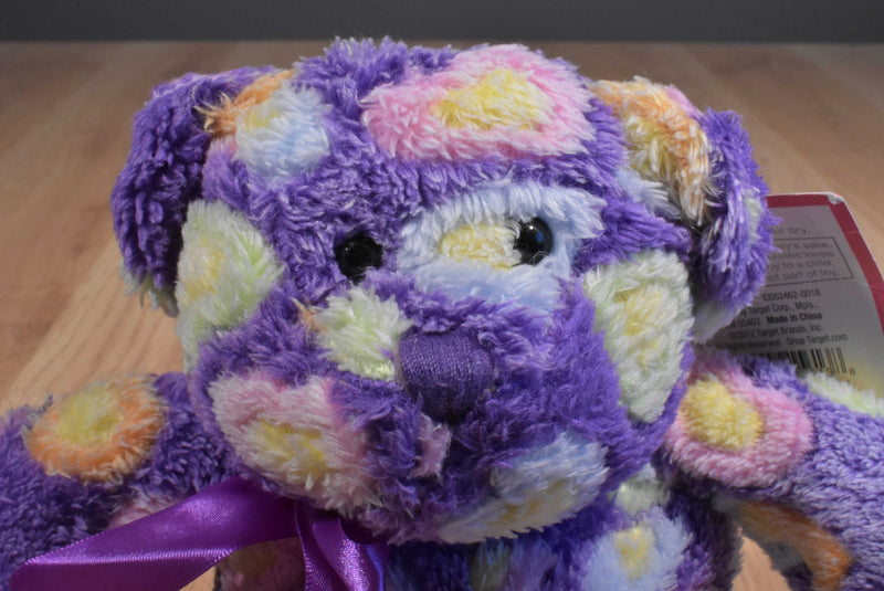 Animal Adventure Purple Teddy Bear With Hearts 2012 Beanbag Plush