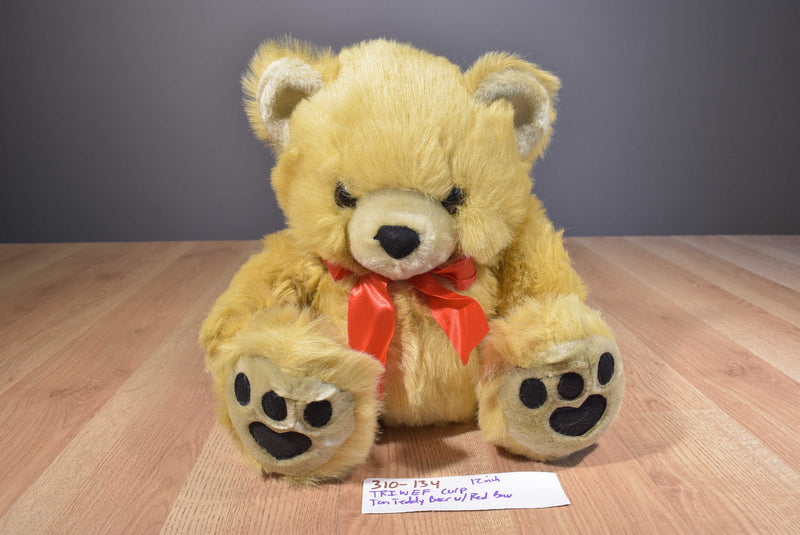 TRIWEF Tan Teddy Bear With Red Bow Plush
