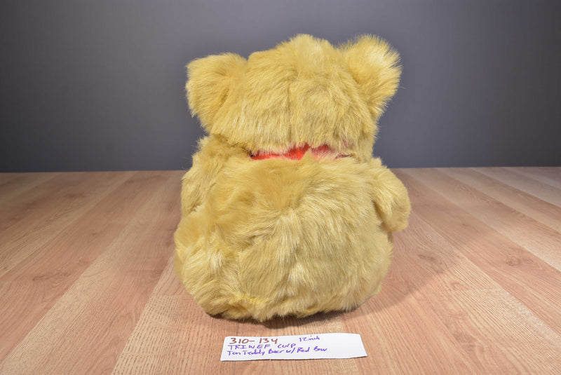 TRIWEF Tan Teddy Bear With Red Bow Plush