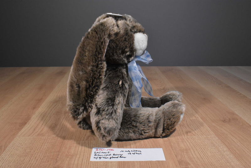 Wal-Mart Brown Bunny Rabbit With Blue Checkered Bow Plush