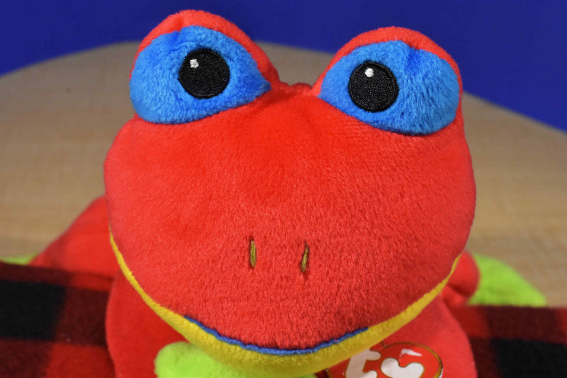 Ty Pillow Pals Ribbit Red Yellow Blue and Green Frog 1998 Plush