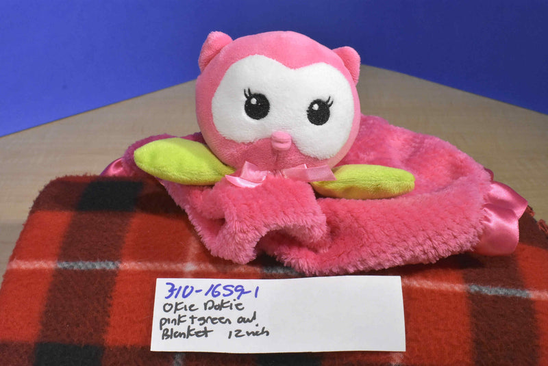 Okie Dokie Pink and Green Owl 2016 Security Blanket