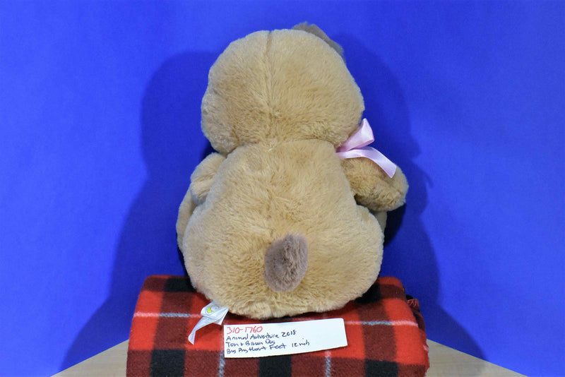 Animal Adventure Tan Brown Dog Big Pink Heart Feet 2018 Plush